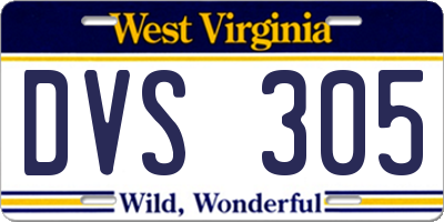 WV license plate DVS305