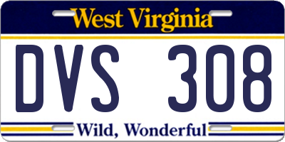 WV license plate DVS308