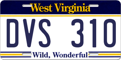 WV license plate DVS310