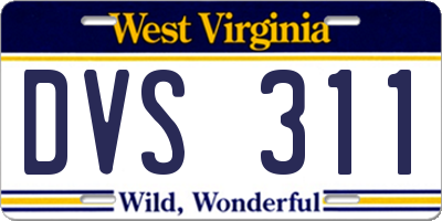 WV license plate DVS311