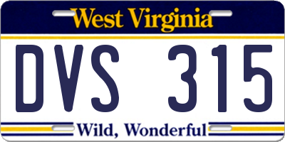 WV license plate DVS315