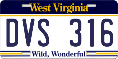WV license plate DVS316