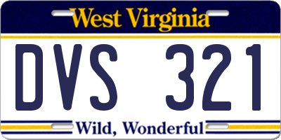 WV license plate DVS321