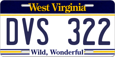 WV license plate DVS322