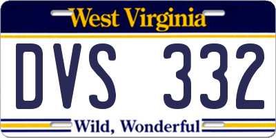 WV license plate DVS332