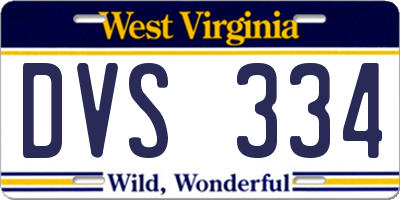 WV license plate DVS334