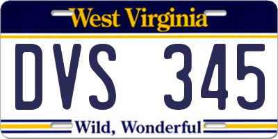 WV license plate DVS345