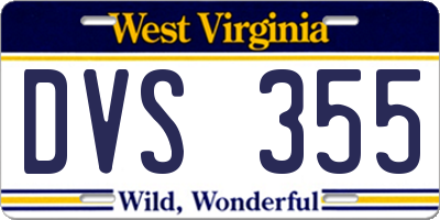 WV license plate DVS355