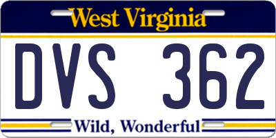WV license plate DVS362