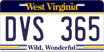 WV license plate DVS365