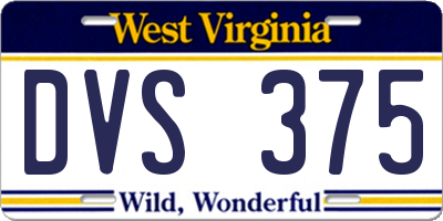 WV license plate DVS375