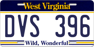 WV license plate DVS396