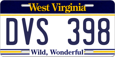 WV license plate DVS398