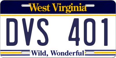 WV license plate DVS401