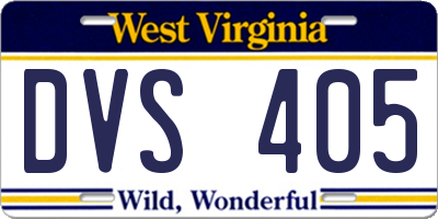 WV license plate DVS405