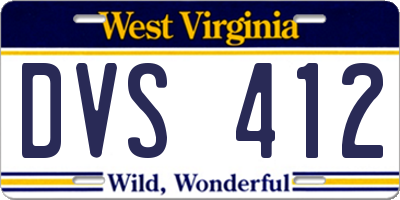 WV license plate DVS412