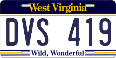WV license plate DVS419