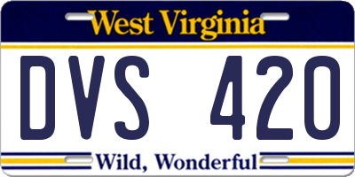 WV license plate DVS420