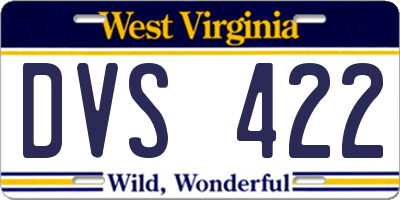 WV license plate DVS422