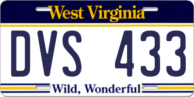 WV license plate DVS433