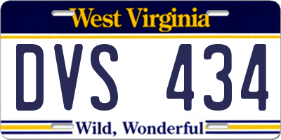 WV license plate DVS434