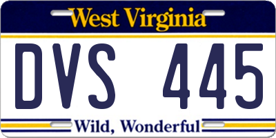 WV license plate DVS445
