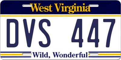 WV license plate DVS447