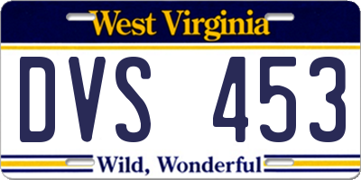 WV license plate DVS453