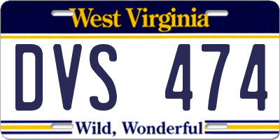WV license plate DVS474