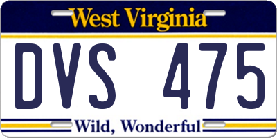 WV license plate DVS475