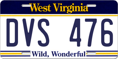 WV license plate DVS476