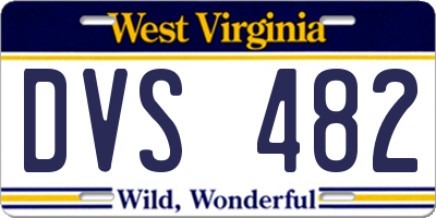 WV license plate DVS482