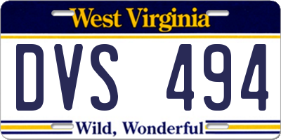 WV license plate DVS494