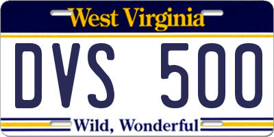 WV license plate DVS500