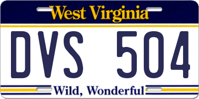 WV license plate DVS504