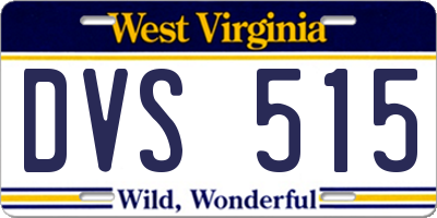 WV license plate DVS515