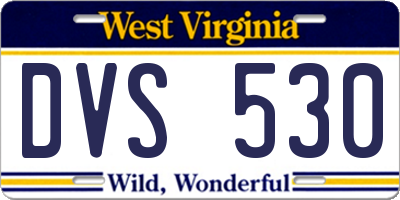 WV license plate DVS530