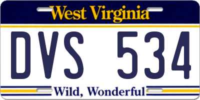 WV license plate DVS534