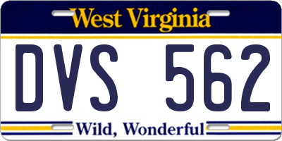 WV license plate DVS562