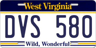 WV license plate DVS580