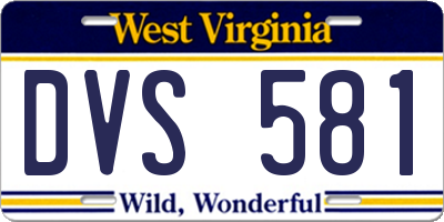 WV license plate DVS581