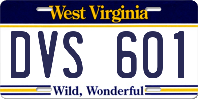 WV license plate DVS601