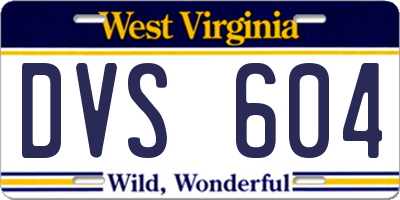WV license plate DVS604