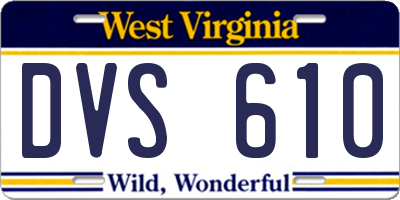 WV license plate DVS610
