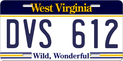WV license plate DVS612