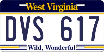 WV license plate DVS617