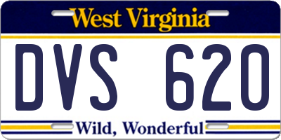 WV license plate DVS620