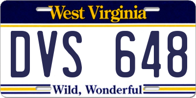 WV license plate DVS648