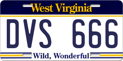 WV license plate DVS666