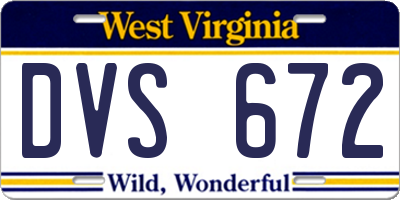 WV license plate DVS672